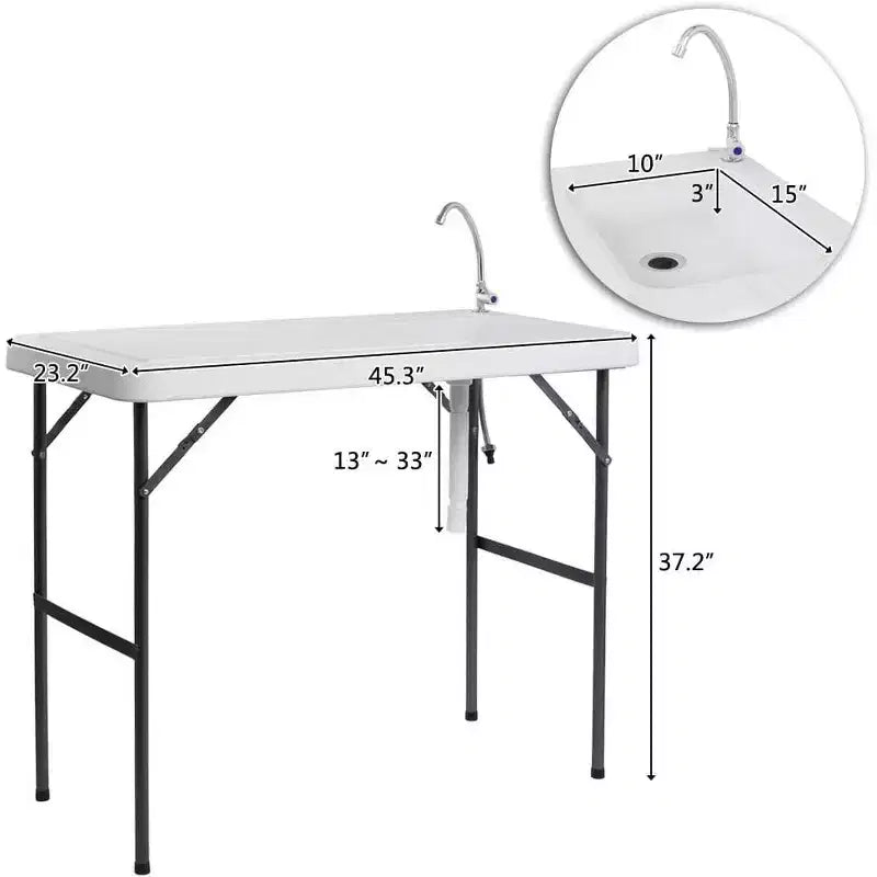 Polyethylene Outdoor Folding Fish Cleaning Table with Drainage Hose