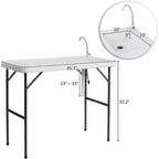 Table de nettoyage de poisson pliante d'extérieur en polyéthylène avec tuyau de drainage