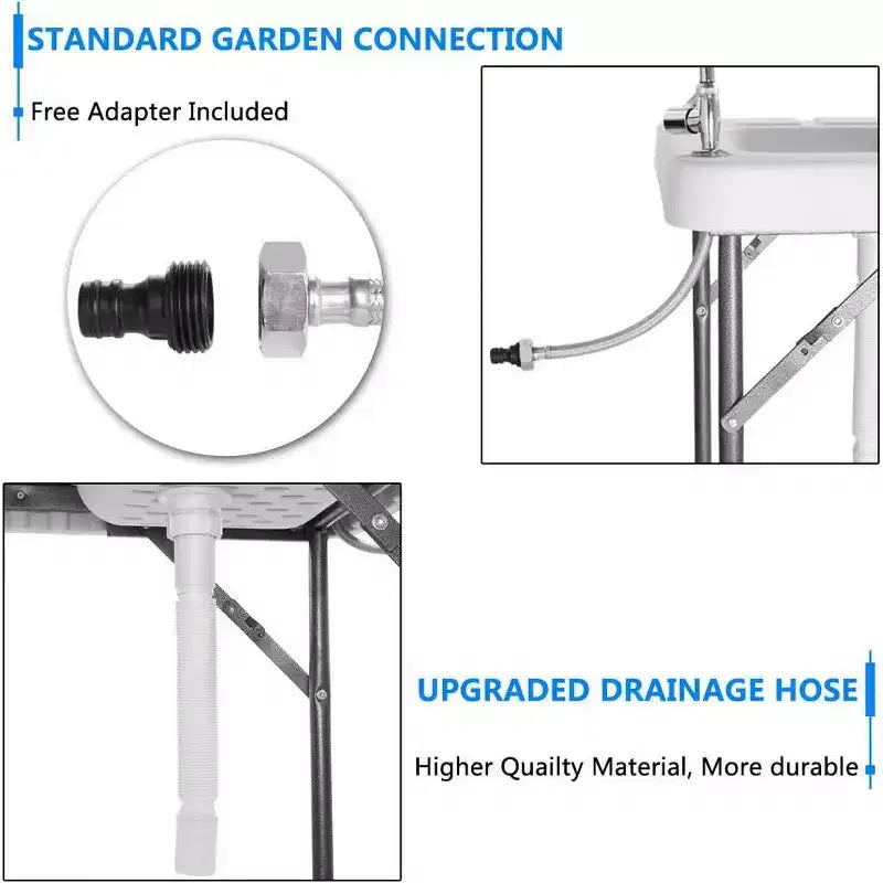 Polyethylene Outdoor Folding Fish Cleaning Table with Drainage Hose