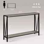 Console étroite à 2 niveaux en bois avec rangement 43"L