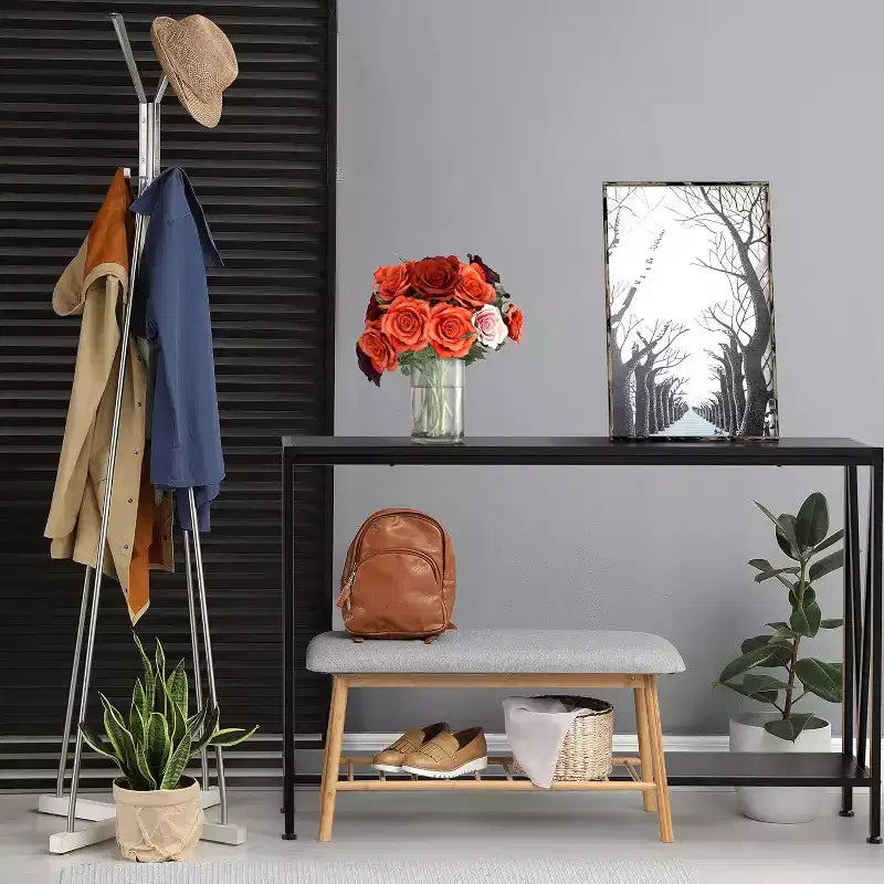 Wood 2-Tier Narrow Console Table with Storage 43"W