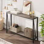 Console étroite à 2 niveaux en bois avec rangement 43"L