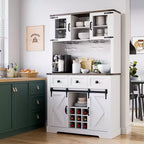 Meuble-bar à café en bois avec 2 portes coulissantes, casier à vin et 3 tiroirs H 183 cm
