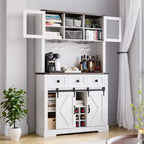 Meuble-bar à café en bois avec 2 portes coulissantes, casier à vin et 3 tiroirs H 183 cm