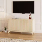 VINGLI Fluted Sideboard Buffet Cabinet with Storage, Storage Cabinet with Doors and Adjustable Shelves, Buffet for Kitchen, Natural Oak
