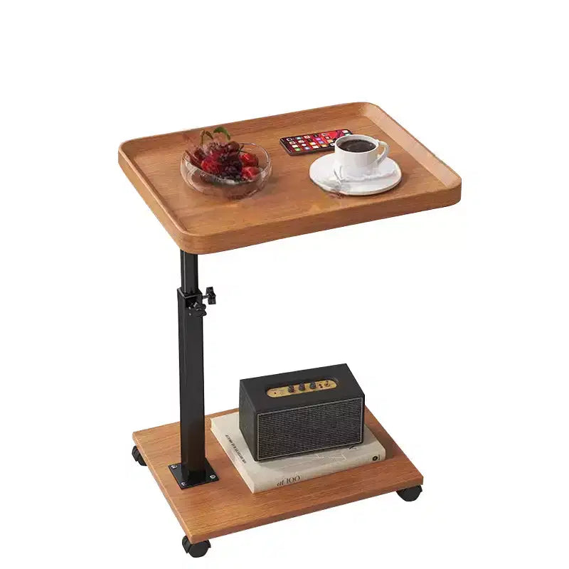 MDF Metal C-Shaped Swivel Side Table with Wheels 16.93"D x 12.99"W