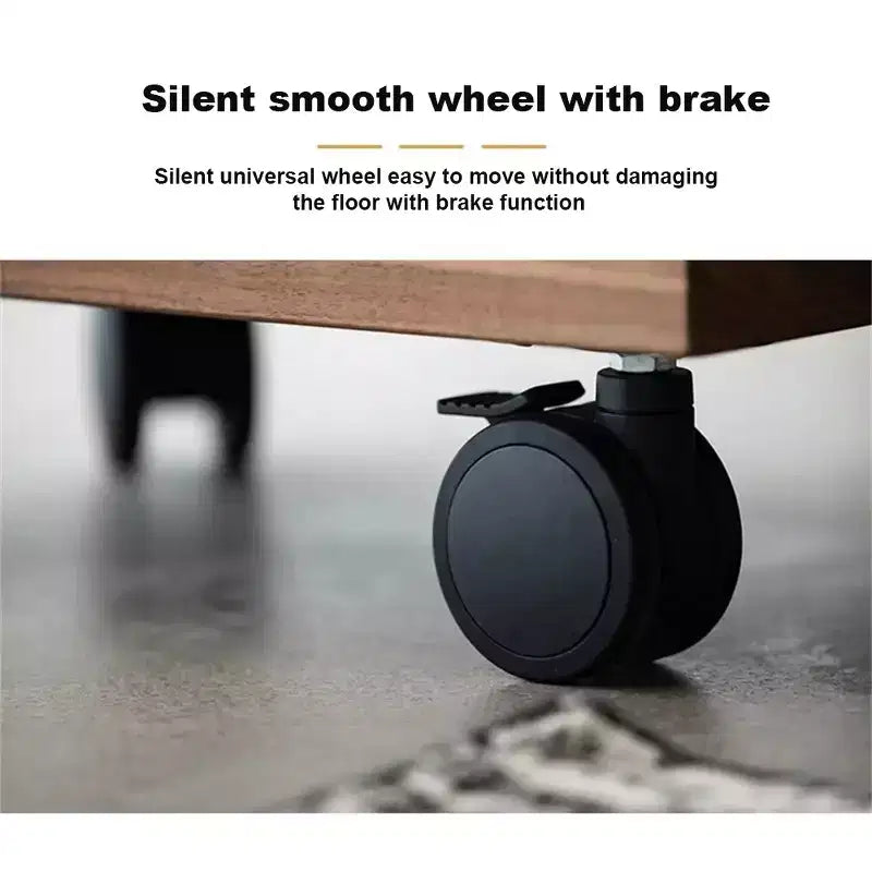 MDF Metal C-Shaped Swivel Side Table with Wheels 16.93"D x 12.99"W