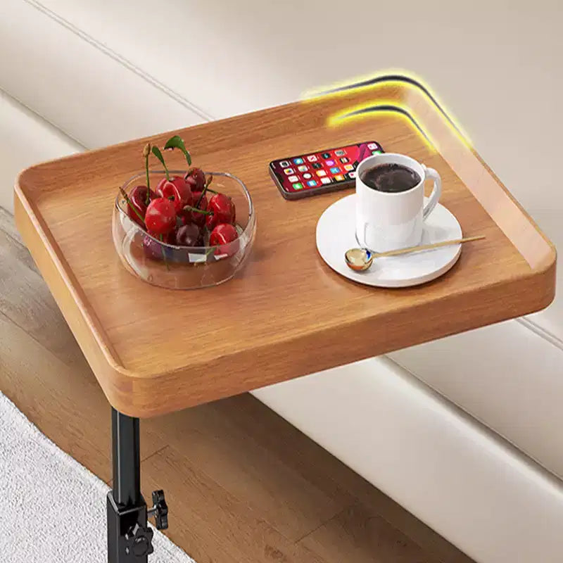MDF Metal C-Shaped Swivel Side Table with Wheels 16.93"D x 12.99"W