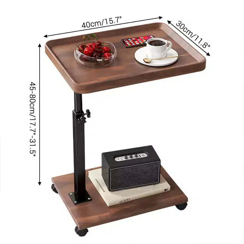 MDF Metal C-Shaped Swivel Side Table with Wheels 16.93"D x 12.99"W