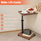 Table d'appoint pivotante en MDF et métal en C avec roulettes 43D x 33L cm