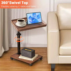 Table d'appoint pivotante en MDF et métal en C avec roulettes 43D x 33L cm