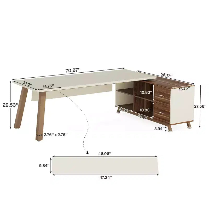 E0 Grade Board L-Shaped Desk 71"L x 55"W