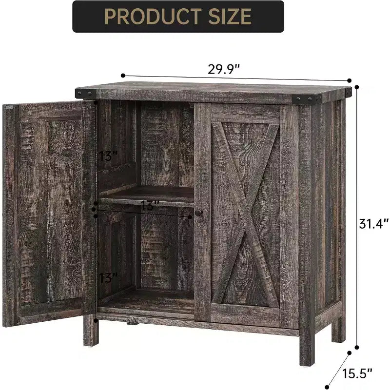 Wood 2-Door Sideboard Buffet Cabinet with Adjustable Shelves