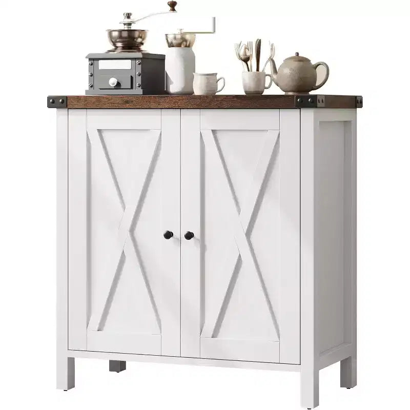 Wood 2-Door Sideboard Buffet Cabinet with Adjustable Shelves