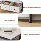 Meuble TV 2 tiroirs en bois et métal, meuble de rangement, 160 cm de large