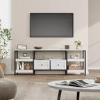 Meuble TV 2 tiroirs en bois et métal, meuble de rangement, 160 cm de large
