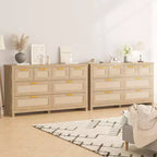 Commode en bois de rotin à 8 tiroirs