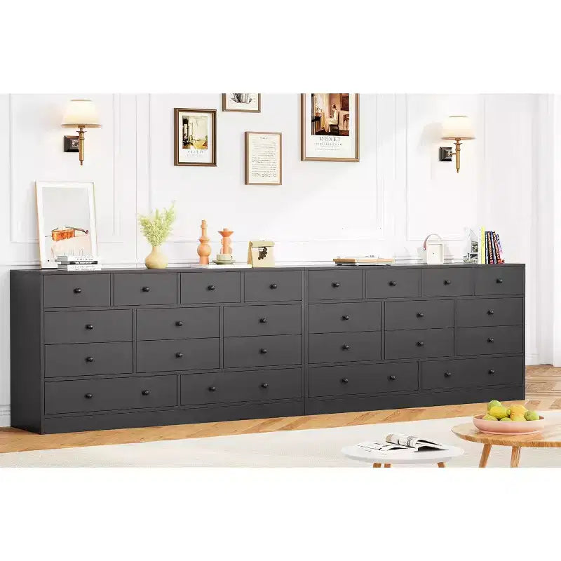 MDF 12-Drawer Dresser Chest 61"W x 15.7"D x 31.4"H