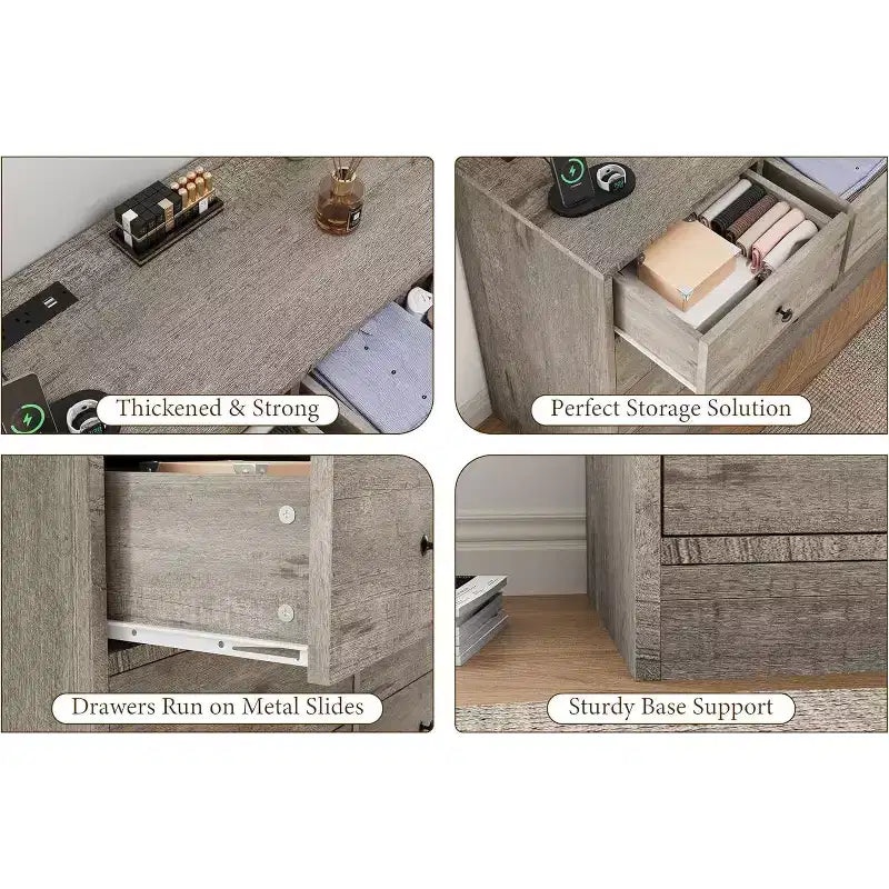 MDF 12-Drawer Dresser Chest 61"W x 15.7"D x 31.4"H