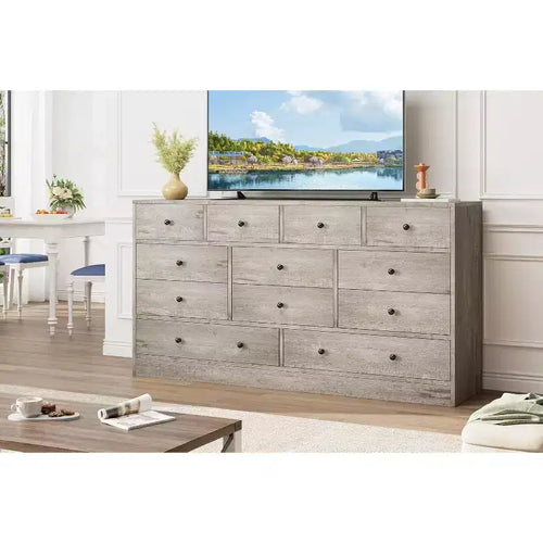 MDF 12-Drawer Dresser Chest 61"W x 15.7"D x 31.4"H