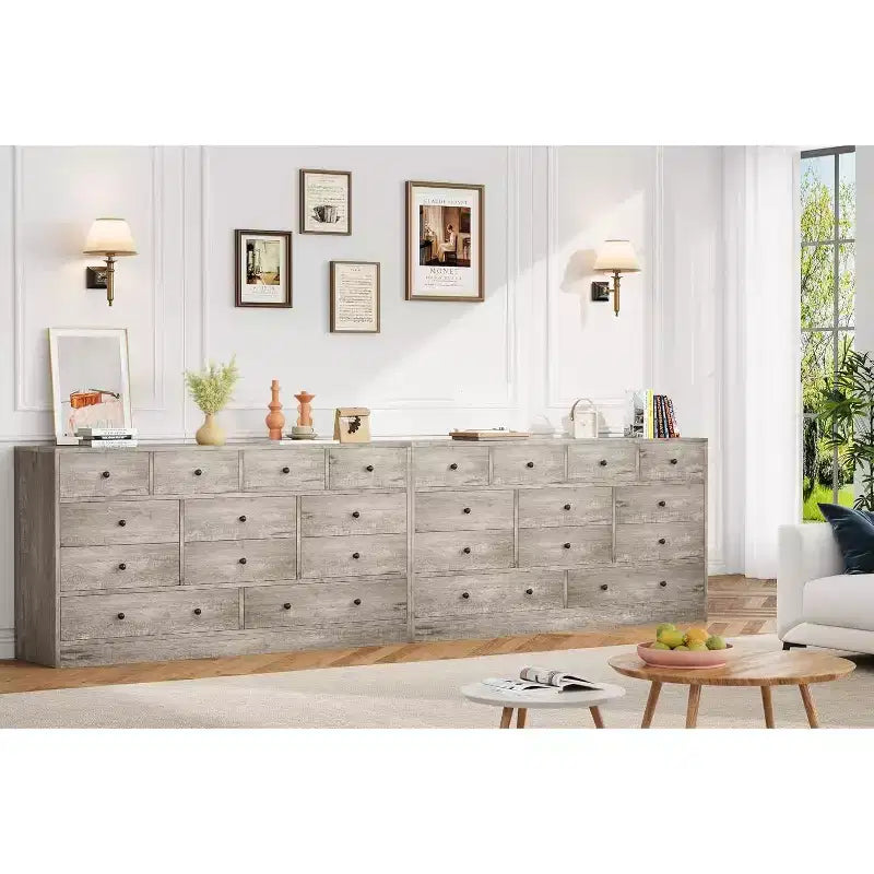 MDF 12-Drawer Dresser Chest 61"W x 15.7"D x 31.4"H
