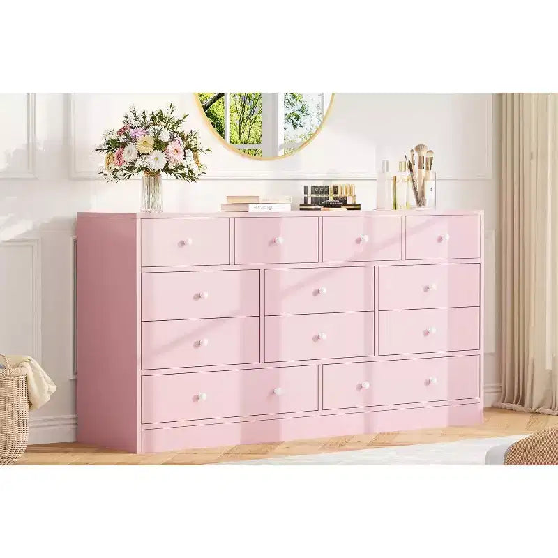 MDF 12-Drawer Dresser Chest 61"W x 15.7"D x 31.4"H
