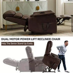 Fauteuil inclinable releveur motorisé bimoteur en métal et similicuir avec chauffage et massage 94,2 cm L x 94,2 cm P