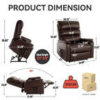 Fauteuil inclinable releveur motorisé bimoteur en métal et similicuir avec chauffage et massage 94,2 cm L x 94,2 cm P
