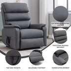 Fauteuil inclinable releveur motorisé bimoteur en métal et similicuir avec chauffage et massage 94,2 cm L x 94,2 cm P