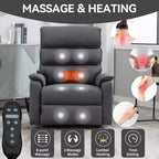Fauteuil inclinable releveur motorisé bimoteur en métal et similicuir avec chauffage et massage 94,2 cm L x 94,2 cm P