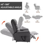 Fauteuil inclinable releveur motorisé bimoteur en métal et similicuir avec chauffage et massage 94,2 cm L x 94,2 cm P