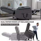 Fauteuil inclinable releveur motorisé bimoteur en métal et similicuir avec chauffage et massage 94,2 cm L x 94,2 cm P