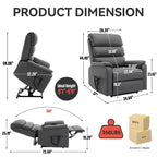 Fauteuil inclinable releveur motorisé bimoteur en métal et similicuir avec chauffage et massage 94,2 cm L x 94,2 cm P