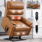 Fauteuil inclinable releveur motorisé bimoteur en métal et similicuir avec chauffage et massage 94,2 cm L x 94,2 cm P