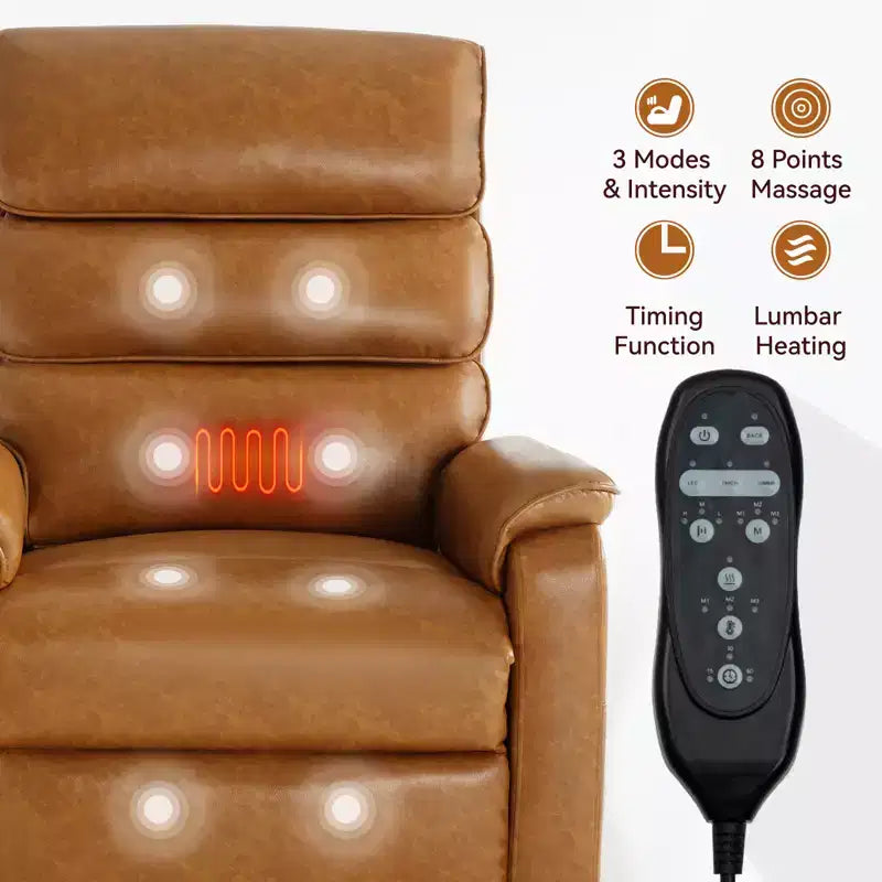 Metal Faux Leather Dual Motor Power Lift Recliner Chair with Heat and Massage 37.1"W x 37.1"D