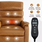 Fauteuil inclinable releveur motorisé bimoteur en métal et similicuir avec chauffage et massage 94,2 cm L x 94,2 cm P