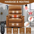 Fauteuil inclinable releveur motorisé bimoteur en métal et similicuir avec chauffage et massage 94,2 cm L x 94,2 cm P