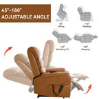 Fauteuil inclinable releveur motorisé bimoteur en métal et similicuir avec chauffage et massage 94,2 cm L x 94,2 cm P
