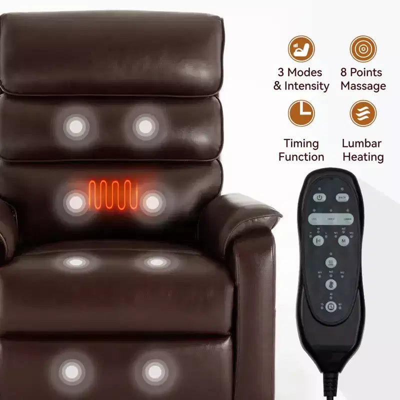 Metal Faux Leather Dual Motor Power Lift Recliner Chair with Heat and Massage 37.1"W x 37.1"D