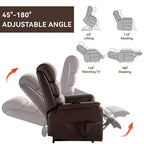 Fauteuil inclinable releveur motorisé bimoteur en métal et similicuir avec chauffage et massage 94,2 cm L x 94,2 cm P