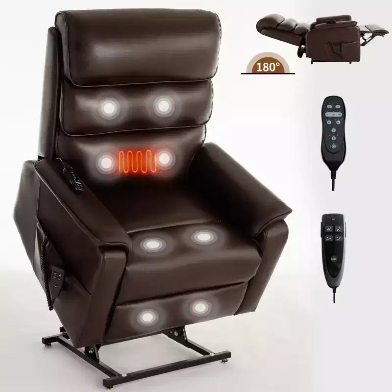 CLIHOME Leatherette Dual Motor Infinite Position Power Lift Recliner Chair with Power-Remote, Heat Massage and Heavy Duty Motion Mechanism