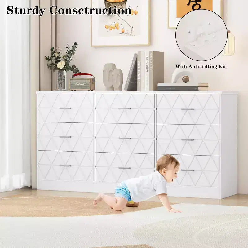 MDF 9-Drawer Dresser Chest 63"W