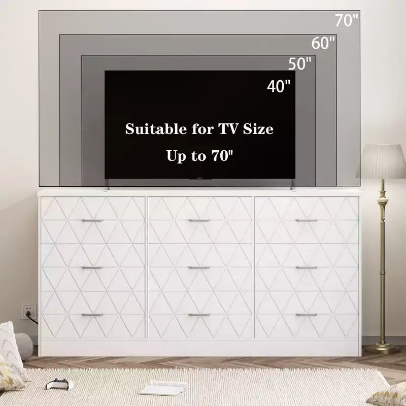 MDF 9-Drawer Dresser Chest 63"W