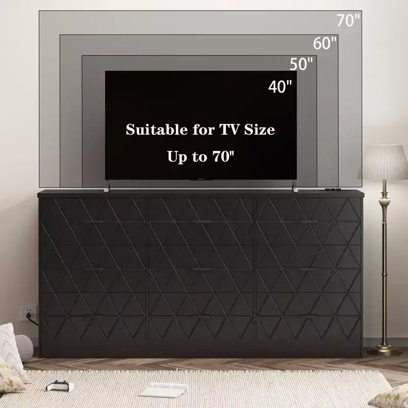 MDF 9-Drawer Dresser Chest 63"W