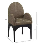 Chaise de salle à manger avec accoudoirs, en contreplaqué et tissu, 23"L x 23"P x 35.5"H