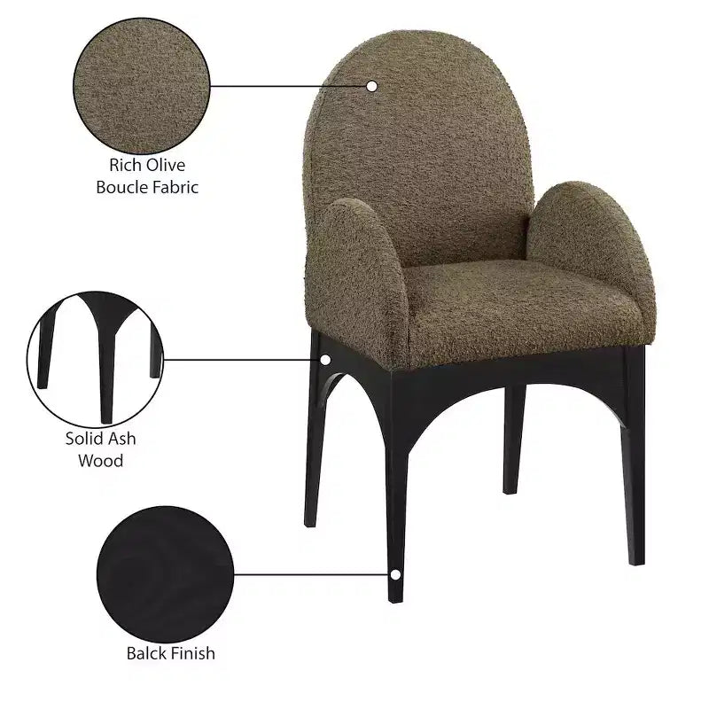 Plywood Linen Upholstered Dining Arm Chair 23"W x 23"D x 35.5"H
