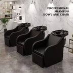 Fauteuil de lavage électrique rembourré en PVC avec bac de lavage en porcelaine 54,1 cm (L) x 80 cm (P) x 91,9 cm (H)