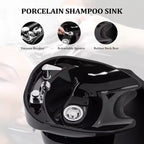 Fauteuil de lavage électrique rembourré en PVC avec bac de lavage en porcelaine 54,1 cm (L) x 80 cm (P) x 91,9 cm (H)
