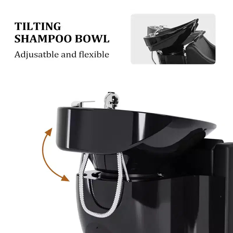 PVC Upholstered Electric Shampoo Chair with Porcelain Backwash Bowl 21.3"W x 31.5"D x 36.2"H