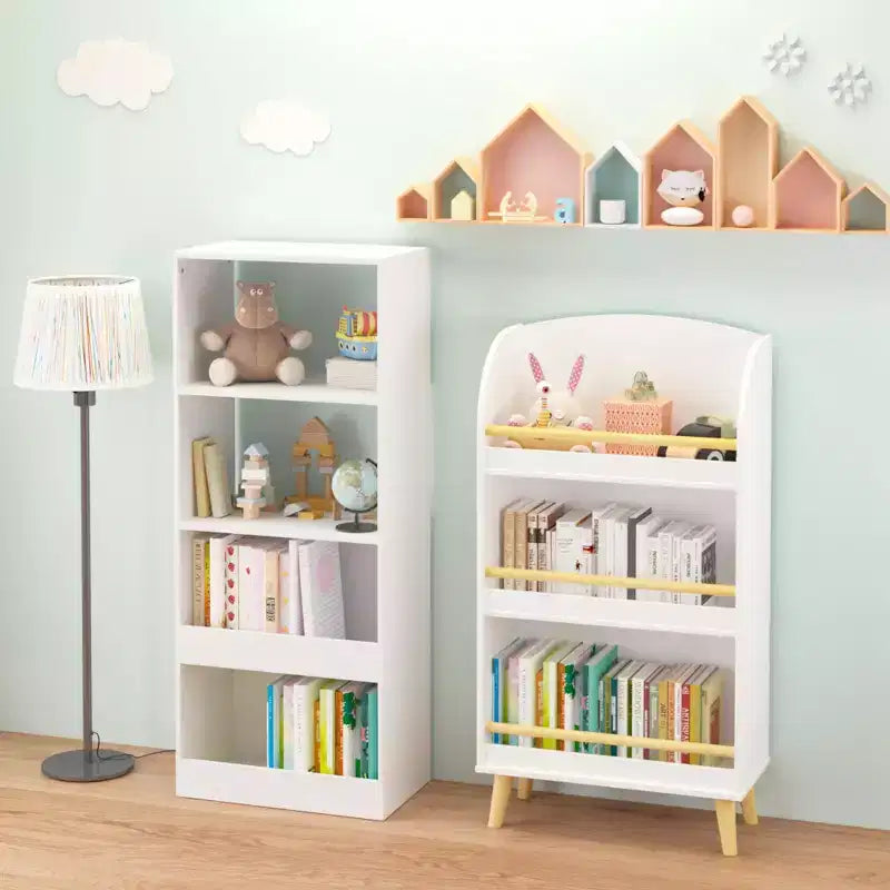 MDF Pine Leg 3-Tier Kids Bookcase with Storage Cabinet 19.68"W x 9.44"D x 37.4"H